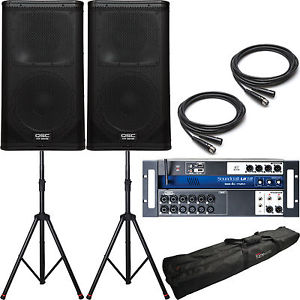 2x QSC KW122 Powered Speakers with Soundcraft Ui 16 Digital Mixer and Accs