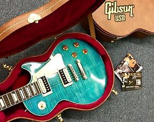 SUPER RARE! AQUA FLAMED TOP EPIPHONE LES PAUL COILTAP! GIBSON USA CASE/ EPI CASE