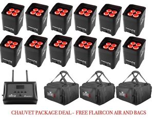 12x Chauvet Freedom Par Quad-4 Light + Flacon Air + 3 CHS- fr4 Cases