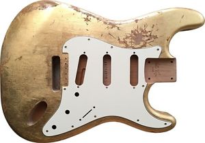 Body guitar CUSTOM ORDER Fender Stratocaster style RELIC GOLD LEAF SILVER aged