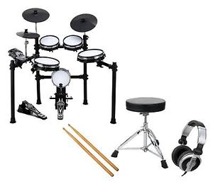 BATERIA ELECTRONICA DIGITAL E-DRUM SET MODULO SONIDO MIDI AURICULARES TABURETE