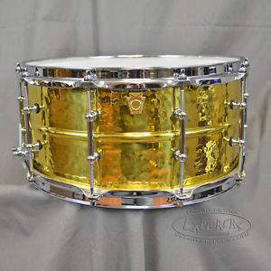 Ludwig 6.5 x 14 Hammered Brass Shell Snare Drum with Tube Lugs LB422BKT w/