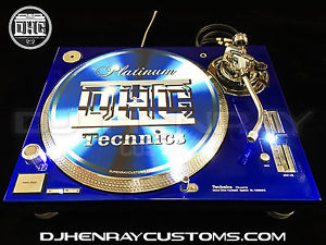 2 custom Candy Blue & Chrome Technics SL 1200 mk5's white leds powder coated