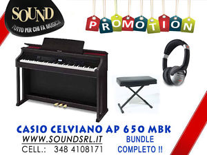 CASIO AP 650 MBK CELVIANO PIANOFORTE DIGITALE CON CUFFIA E PANCHETTA