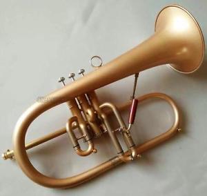 Professional Matt Gold Flugelhorn Monel Valve Bb Horn Gold Brass Body With Case