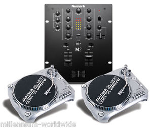 2 DJ TECH SL1300 MK6 USB DIR DRIVE TURNTABLES + NUMARK M2 MIXER Authorized DLR