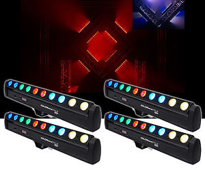 (4) Chauvet DJ Colorband Pix M USB Moving D-Fi Strip Lights 12 Tri-color LED's