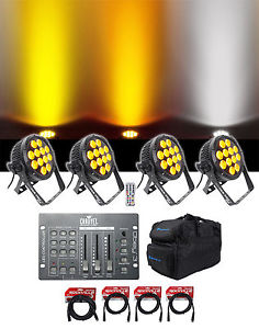 (4) Chauvet DJ SlimPar Pro H USB D-Fi Wash Lights+Bag+Controller+Cables+Remote