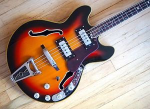 1968 Vox Sidewinder IV Vintage Hollowbody Bass Guitar w/ Fuzz & Boost Eko Italy