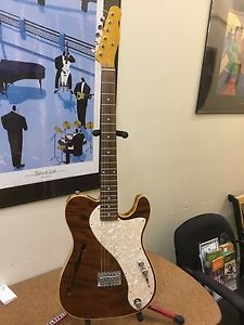 Custom Semi-Hollow Body Red Wood Tele With Line 6 Electronics W/access Gig Bag