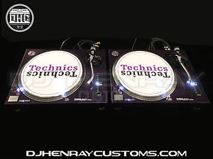 2 custom Chameleon Purple Technic SL1200 MK2's White leds dj turntables int grnd