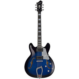 Hagstrom Super Viking Semi-Hollow Flame Maple Electric Guitar - DARK BALTIC SEA