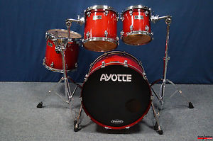 Ayotte Custom Steelhoop VINTAGE Shellset in "Red Burst"  -  22,10,12,14"