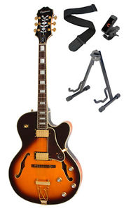 Epiphone Joe Pass Emperor II Pro Chitarra Elettrica,Vintage Sunburst & Accessori