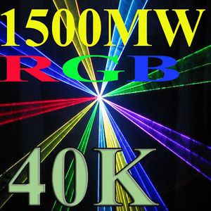= 40K 1500mW RGB Laser Show Light System Projector cartoon Logo ILDA interface