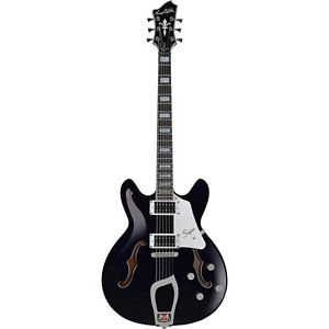 Hagstrom Super Viking Semi-Hollow Flame Maple Electric Guitar - GLOSS BLACK