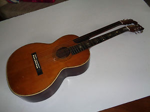 1890's Joseph Bohmann Doubleneck Harp Guitar  6 String & 3 Sub Bass  WOW !!!!!