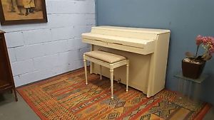 Small, White "Kemble Minx"  Overstrung Piano. PLAYING ON YOU TUBE- -CAN DELIVER.