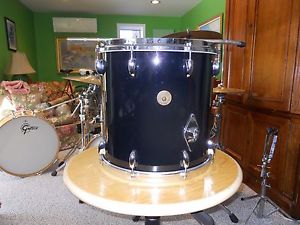 VINTAGE GRETSCH DRUM SET ROUND BADGE ERA 1967 14 INCH FLOOR TOM TOM BLACK NITRON