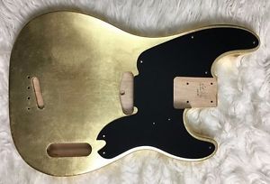 Body bass Fender Precision 51 style GOLD LEAF foglia d'oro GLOSSY red alder