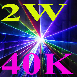 @ 40K 2000mW 2 Watt RGB Laser Show Light System Lighting Show 40Kpps For DJ