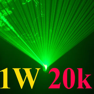( 20Kpps ) 1000mW 1 Watt Green Laser Show Lighting System with ILDA for DJ  20K