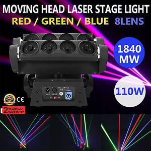 LASER SPIDER MOVING HEAD LIGHT STAGE LIGHT STROBE LIGHT 1840MW 8 LENS HIGH GRADE