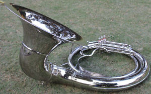 SOUSAPHONE BIG 24''BELL W/CARRY BAG BB CHROME FINISH SURAJMUKHI,TUBA BRASS MADE.