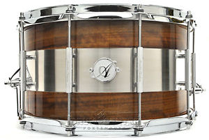 Acoutin Ply Queensland Walnut/Brushed Stainless Steel Snare Drum 14x8