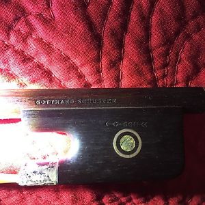 Old Antique Silver Mounted Cello Bow  stamped Gotthard Schuster, D41