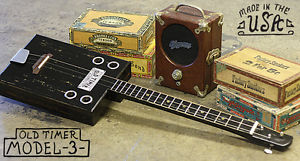 Old Timer ~Cigar Box guitar~  Model -3- Bottleneck slide 3 string Blues dobro