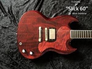 Custom Shop Korina Hand-Crafted "SLICK-60" BD SG Guitar w/case Black Diamond USA