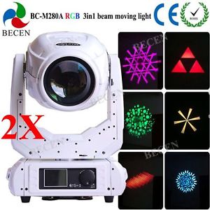 2pcs white 280W beam spot wash 3in1 moving head light touch screen dmx dj light