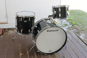 Vintage 70's Ludwig 24,13,16 Kit. 3 Ply w/rerings. "Black"