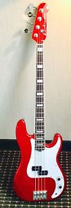 D. Lakin bass Candy Apple red Bob Glaub sig. four string model (serial #017)