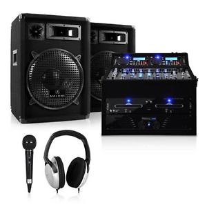 DJ PA RACK SET LAUTSPRECHER BOXEN KOMPLETT SYSTEM 1200W