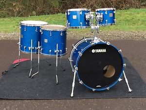 Yamaha Maple Custom Absolute Nouveau 5 Piece Drum Set Blue Sparkle Japan Made