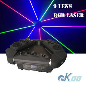 9 Lens RGB Spider Laser Beam Moving Head Stage Light DJ Club American