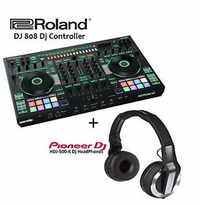 Roland DJ-808 4-Channel DJ Studio Producer Serato Controller w Pioneer HDJ 500-K