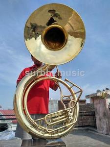 Big Sousaphone 25" Jumbo Size in Brass Gold Laquer With Free Mouth Pc & Case Box