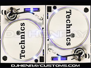 2 custom white w black accents Technics SL 1200 mk2's w white leds Halos & pitch