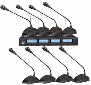 8Ch UHF Meeting Room Wireless Microphone System Gooseneck Desktop Conference Mic