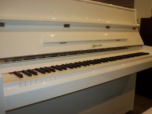 White Ritmuller upright piano NEW with Chrome Fittings