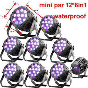 8pcs IP65 Waterproof 12x18w RGBWA UV 6 in 1 led par can Outdoor Stage dj light
