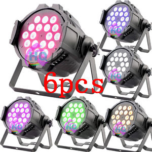 6pcs 18*18W RGBWA UV 6-in-1 LED Par Can 10CH DMX Stage Lighting Party Disco dj