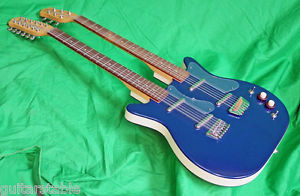 Danelectro double neck 6/12 string Metallic Blue Incl deluxe Fitted Hard Case