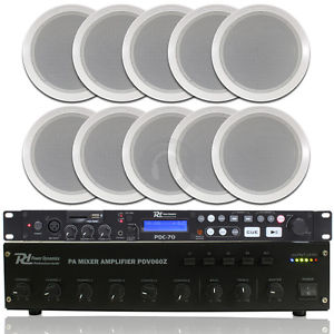 10x Bosch Ceiling Speakers Monacor 100v Amp MP3 Player Cables System UK Stock