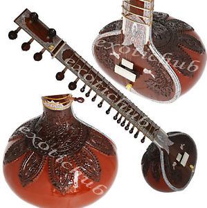 SITAR~RAVI SHANKAR STYLE WITH FIBER BOX~UNIQUE ART WORK~STRING EHS~GREAT SOUND