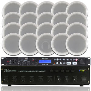 20x Bosch Ceiling Speakers Monacor 100v Amp MP3 Player Cables System UK Stock