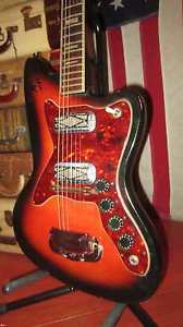 Vintage 1960's Silvertone Silhoutte Electric Guitar Plays Great DeArmond Pickups
